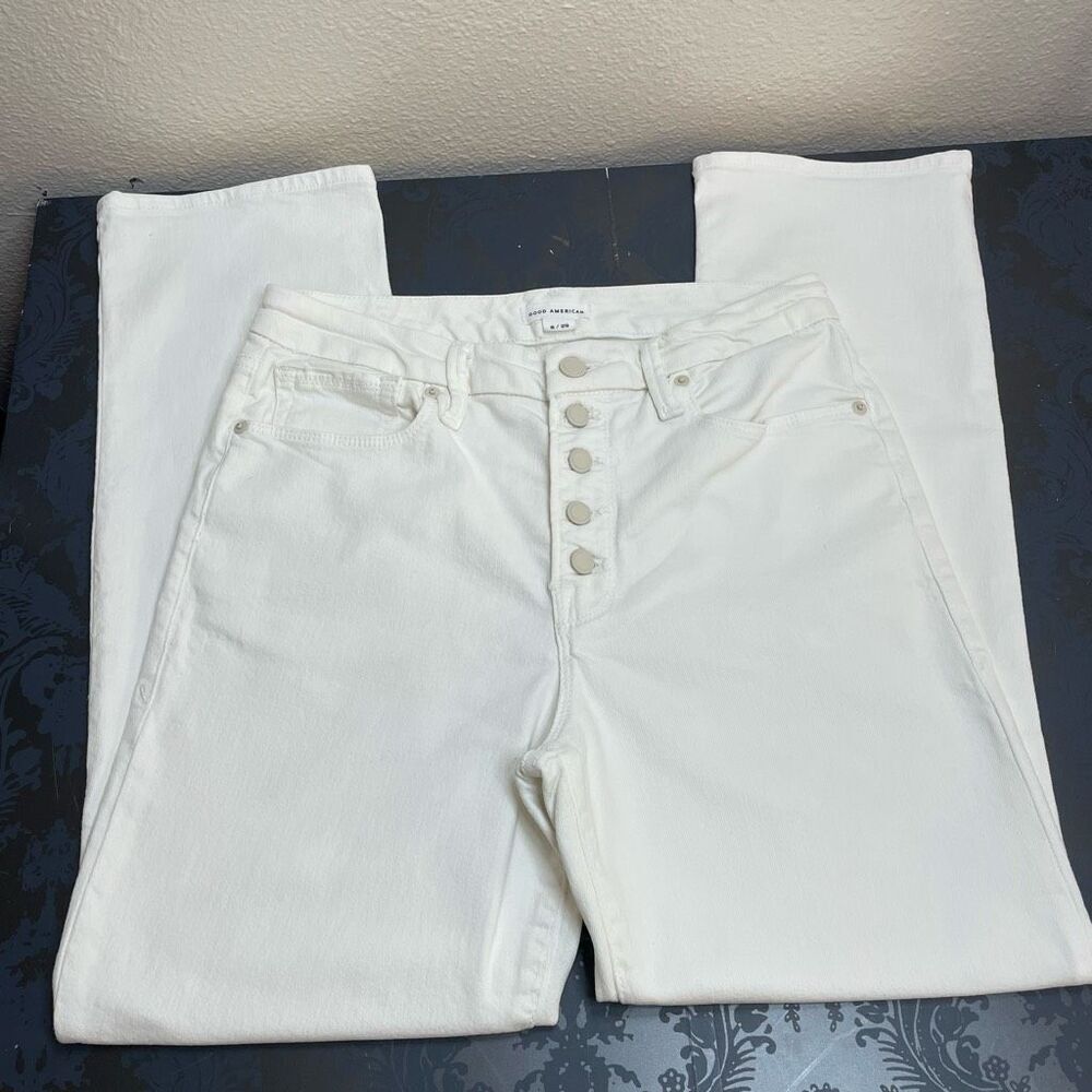 Good American Good Legs Straight Legs Jeans Cloud White Size 8 / 29 - Picture 4 of 11